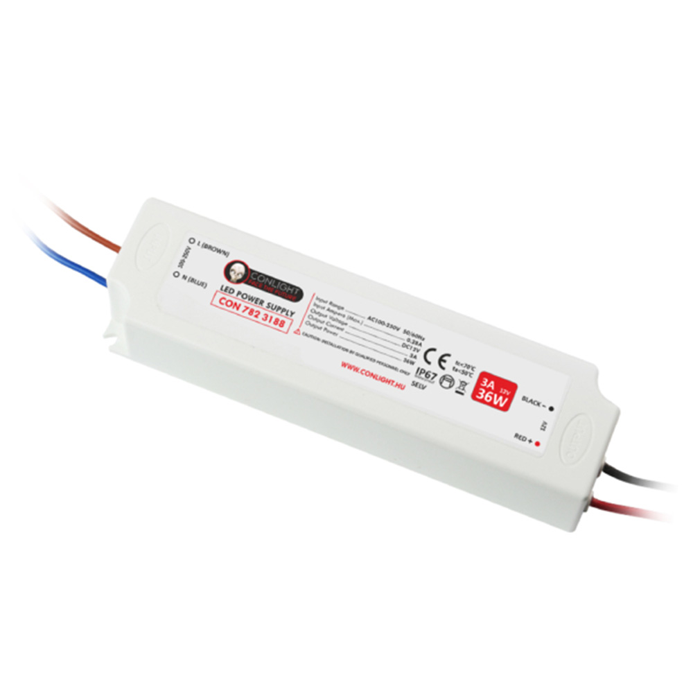 36 Watt, 3 Amper kültéri szerelhető vízvédett LED tápegység